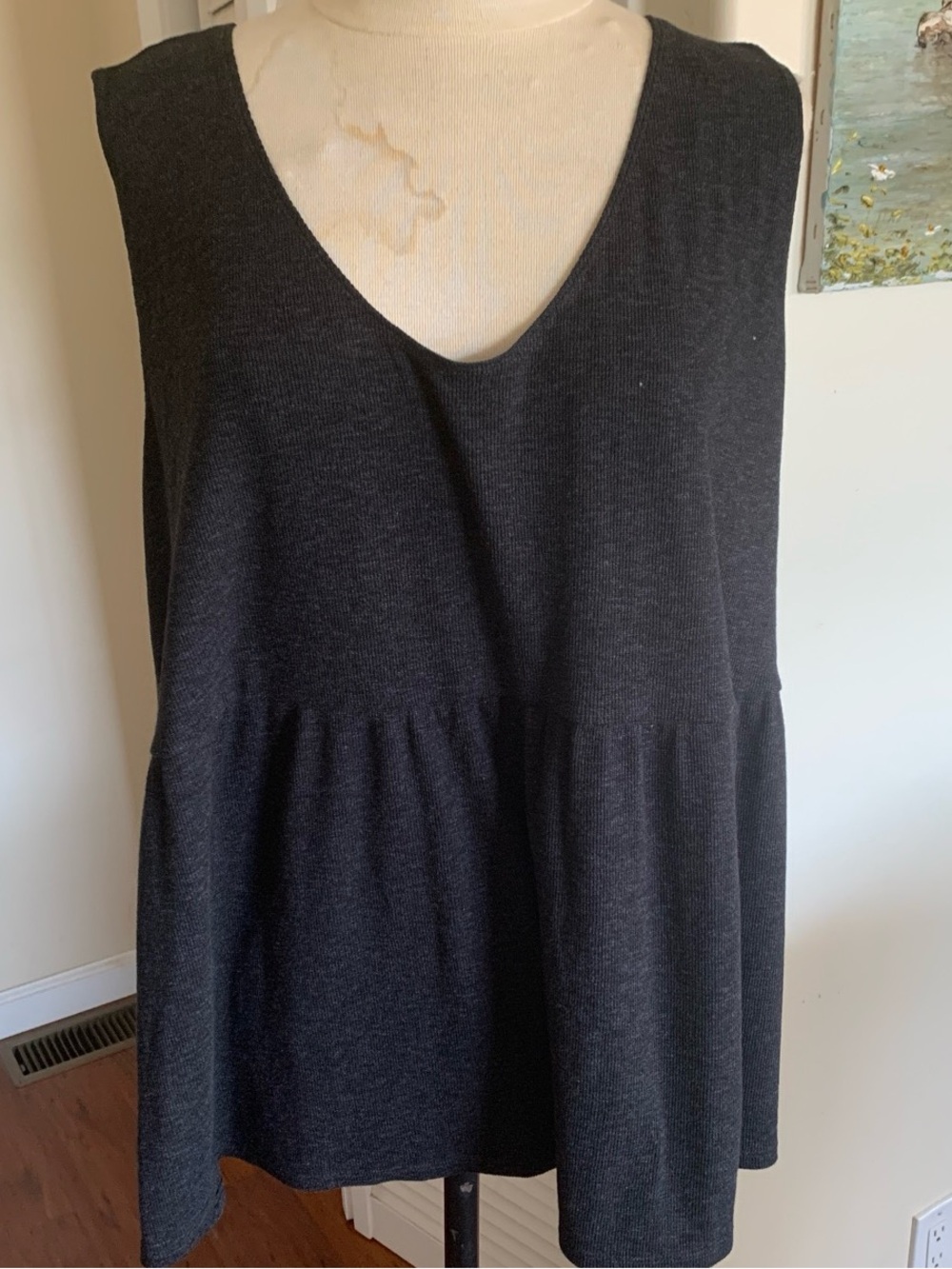 Terra & Sky 3X  Black Sleeveless scoop Neck Peplum Tank top